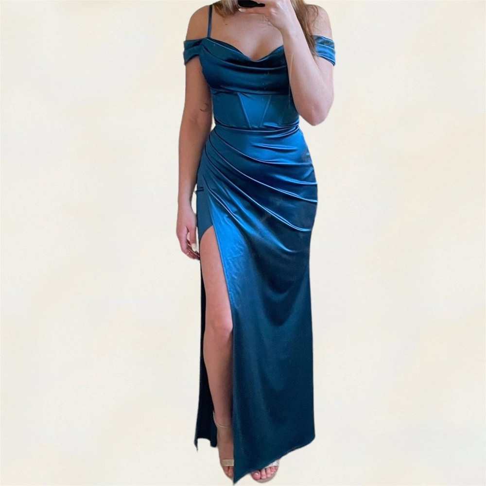 Blue Corset Prom Dress